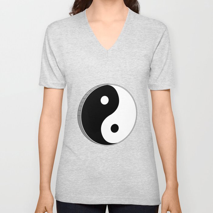 Yin Yang Black And White Symbol V Neck T Shirt