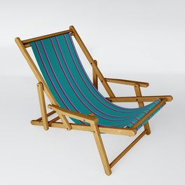 [ Thumbnail: Teal, Maroon & Medium Slate Blue Colored Lined/Striped Pattern Sling Chair ]