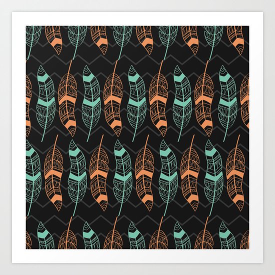 Feather in lines Art Print