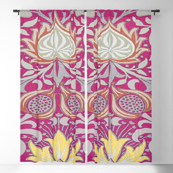 William Morris Vintage Pink Floral Persian Pattern Blackout Curtain