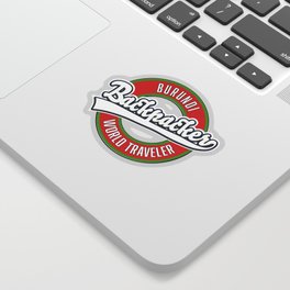 Burundi backpacker world traveler retro logo. Sticker