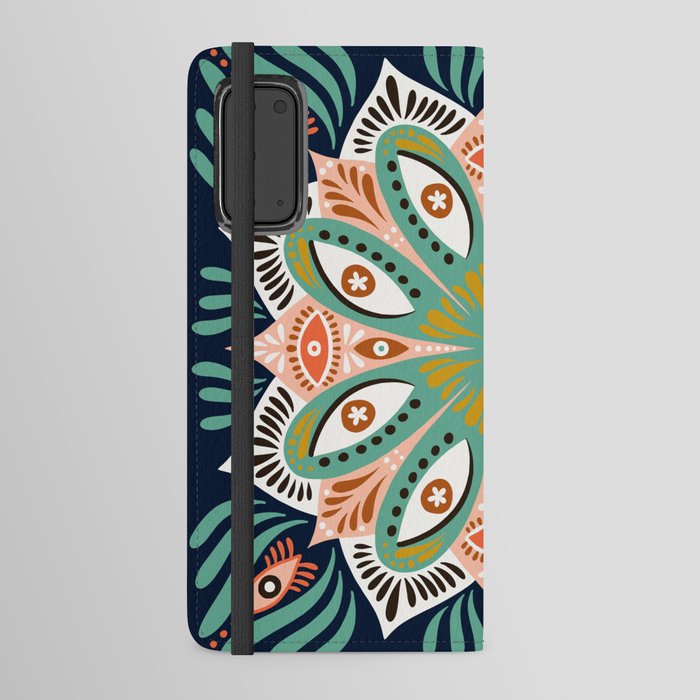 Floral Eye Mandala – Blue & Blush Android Wallet Case