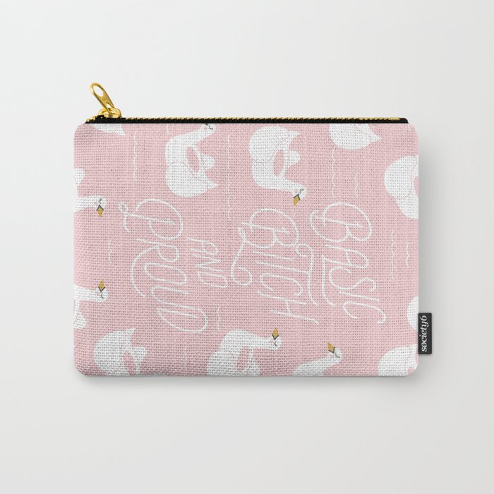 Basic Bitch & Proud Swan Float Millenial Pink Carry-All Pouch
