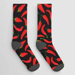 Red Chilli Peppers Pattern Socks