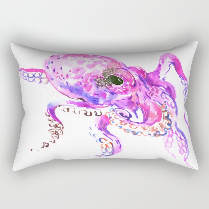 Pink Purple Octopus design sea world pink Rectangular Pillow