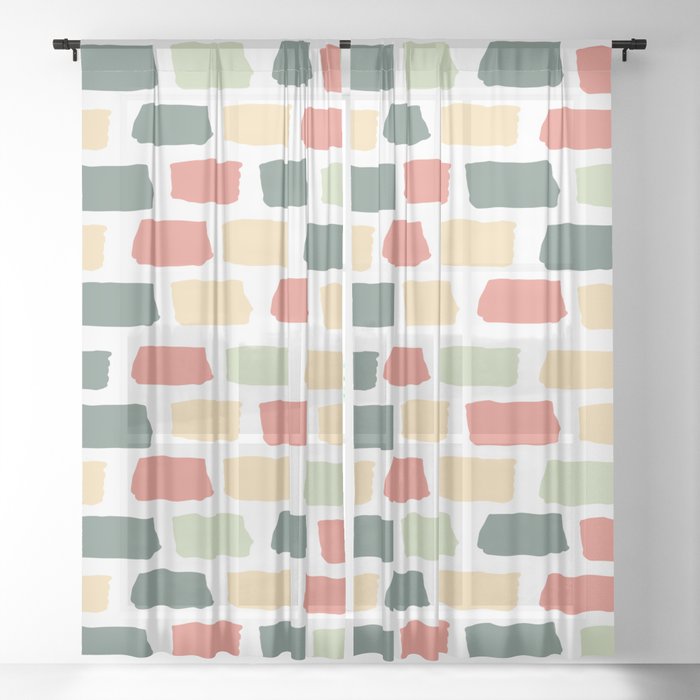 Hand Drawn Abstract Brick Wall Pattern Red Green And Yellow