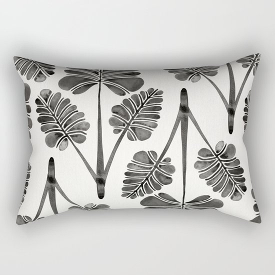 Tropical Palm Leaf Trifecta – Black Palette Rectangular Pillow