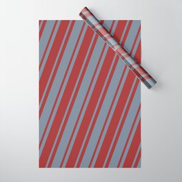 [ Thumbnail: Light Slate Gray & Brown Colored Pattern of Stripes Wrapping Paper ]