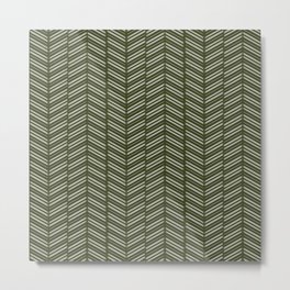 Herringbone (Olive Green) Metal Print