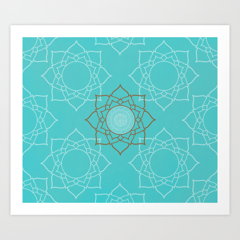 Turquoise Mendala Art Print By Solora Society6