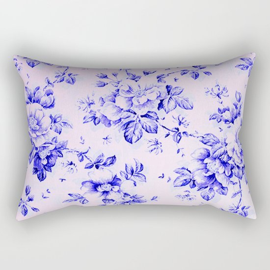 blue earthenware vintage floral Rectangular Pillow