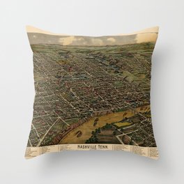 Map Of Nashville 1885 Throw Pillow