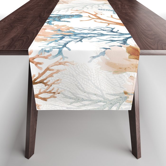 Beach Coral Pattern Table Runner