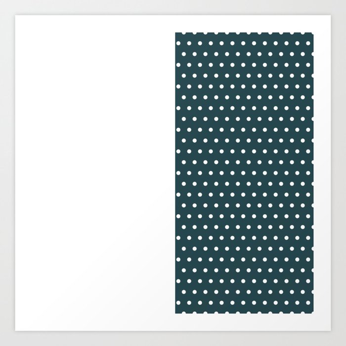 Polka Dots on Dark Green and White Vertical Split Art Print