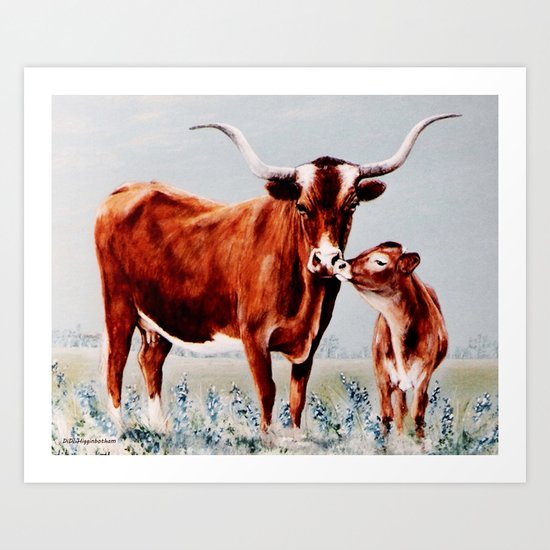 Longhorns painting Art Print