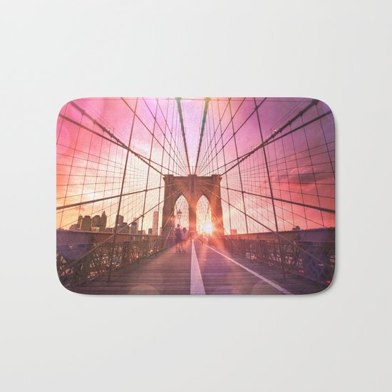 New York City Brooklyn Bridge Sunset Bath Mat