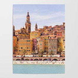 Old village of Menton French Riviera in summer Poster