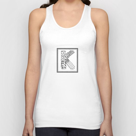 Zentangle K Monogram Alphabet Illustration Unisex Tank Top