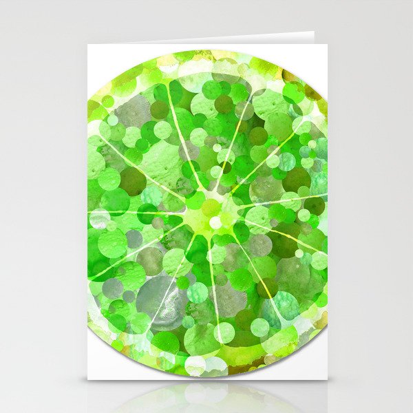 Colorful Lime Green Slice Fruit Art Stationery Cards