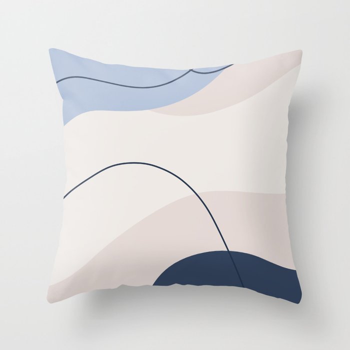 Abstract Organic Shapes Cream, Pink and Blue Throw Pillow