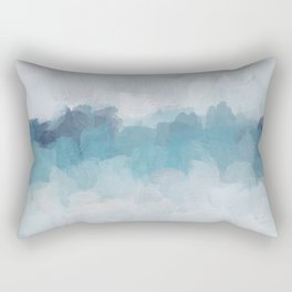 Stormy Seas - Aqua Teal Turquoise Sky Blue White Gray Abstract Art Modern Painting Rectangular Pillow