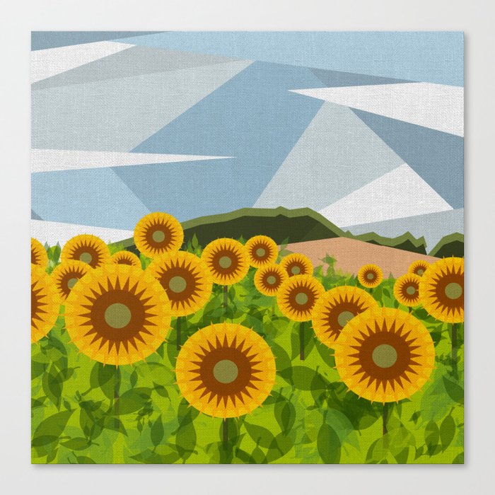 SUNFLOWERS (geometric flowers abstract) Canvas Print