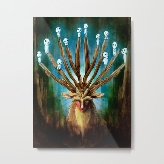 Princess Mononoke The Deer God Shishigami Tra Digital Painting. Metal Print