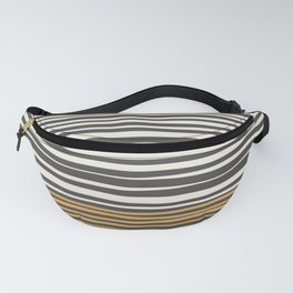 Natural Stripes Modern Minimalist Colour Block Pattern in Charcoal Grey, Mustard Gold, and Beige Cream Fanny Pack