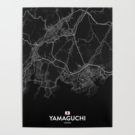Yamaguchi, Japan - Dark City Map Poster
