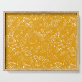 Mustard and White Toys Outline Pattern Serving Tray