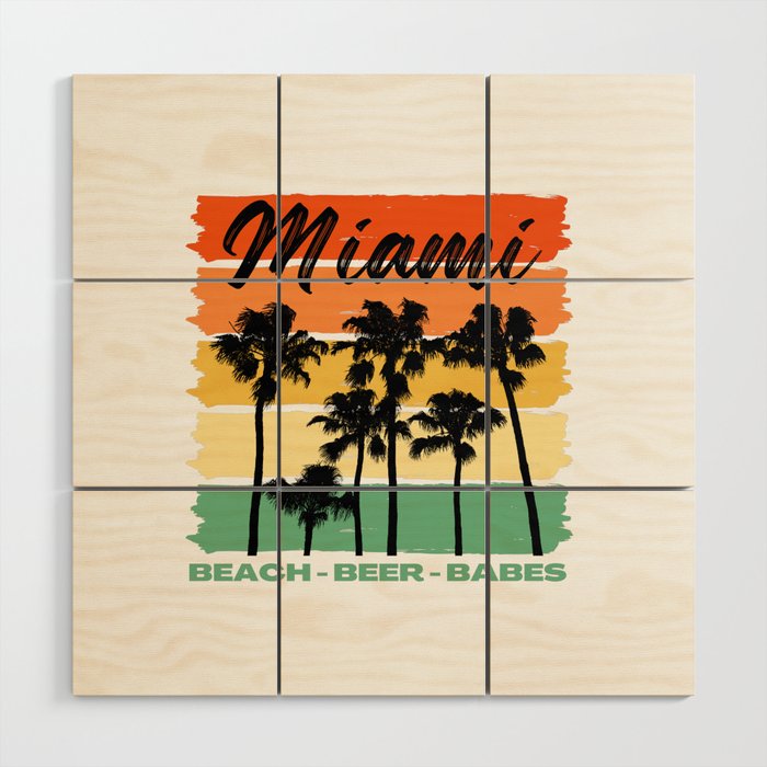 Miami - Beach Beer Babes Wood Wall Art