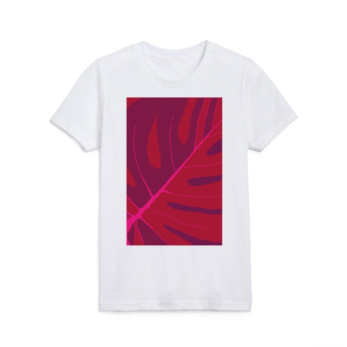 Only One Monstera Leaf in Red And Purple Colors #decor #society6 #buyart Kids T Shirt
