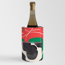 Bright Vase with Cow Pattern and Red Fern Wine Chiller