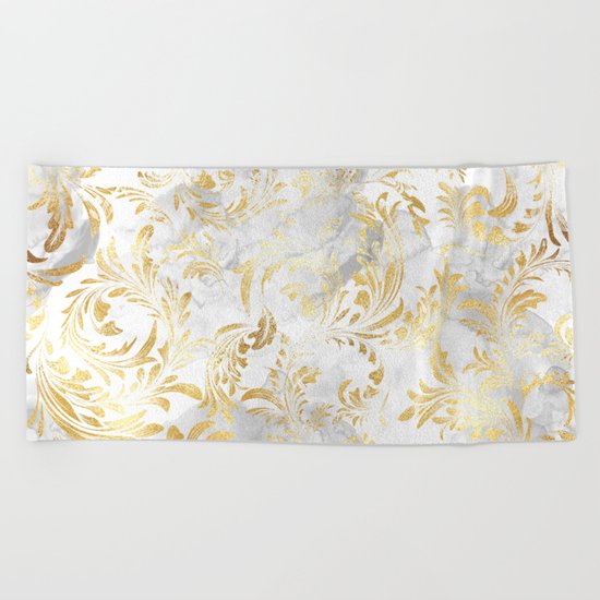 Elegant Gold swirls Beach Towel