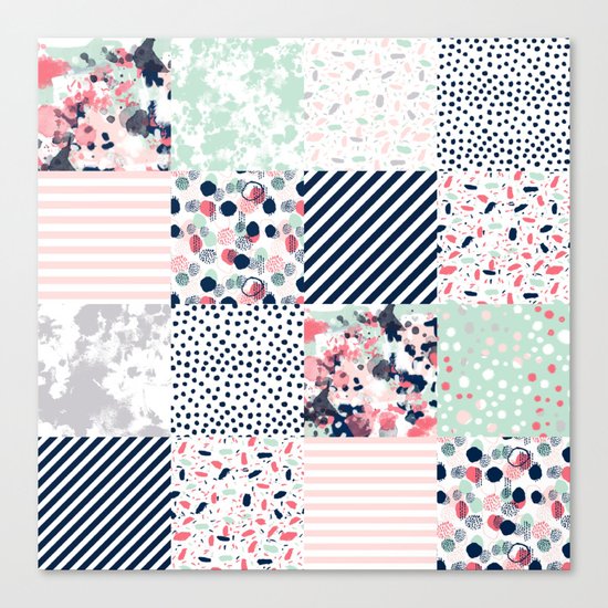 Patchwork quilt cheater quilt pattern gender neutral nursery baby decor Canvas Print
