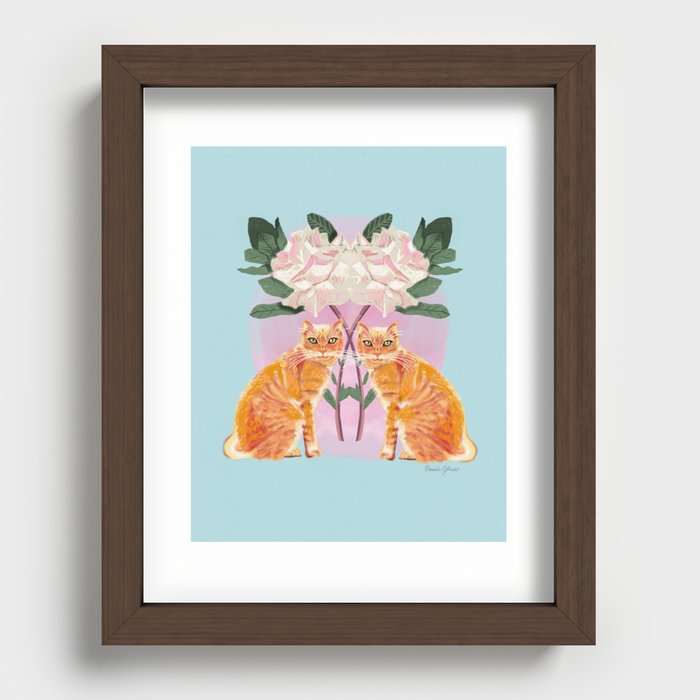 Cats and Roses-Baby Blue Recessed Framed Print