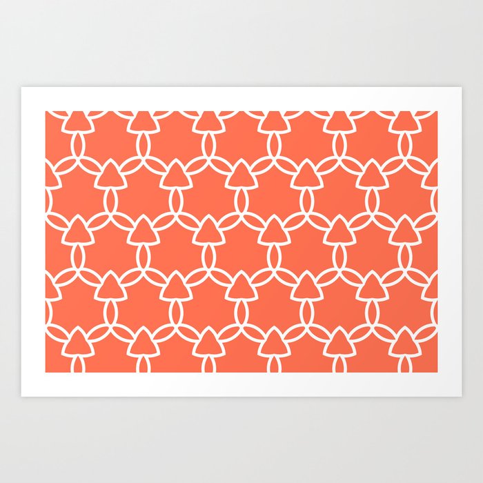 Tangerine and White Tessellation Line Pattern 29 Pairs DE 2022 Trending Color Often Orange DE5132 Art Print