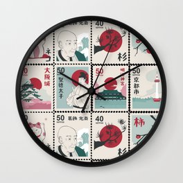 Japan Nippon Vintage Stamps Collection Wall Clock
