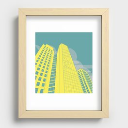 Yellow and Blue Building Simple Graphic Illustration Recessed Framed Print