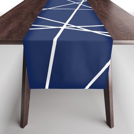 Geometric Lines (white/navy blue) Table Runner