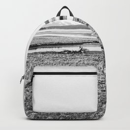 Pelican Creek Minimalist Black and White Yellowstone National Park River Woodland Moody Dark Image Backpack | Rustic And Farmhouse, Picture Of Landscape, Colorful Home Decor, Photo In Wilderness, Fall Autumn Grey, Girls Guys Apartment, Peaceful Bedroom Art, Calming Photography, Big Graphic Designs, Cool Nature Pictures 