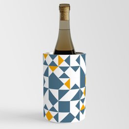 Blue and Orange Geometric Tiles Wine Chiller