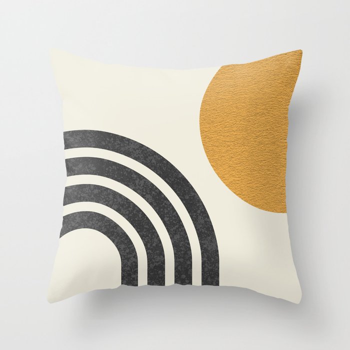 Mid century modern Sun & Rainbow Throw Pillow