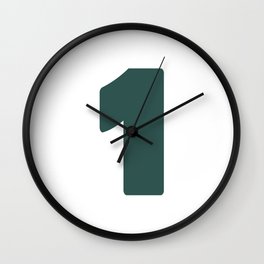 1 (Dark Green & White Number) Wall Clock
