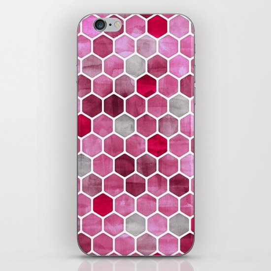 Pink Ink - watercolor hexagon pattern iPhone Skin