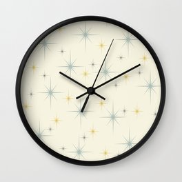 Mid Century Modern Stars Teal Wall Clock