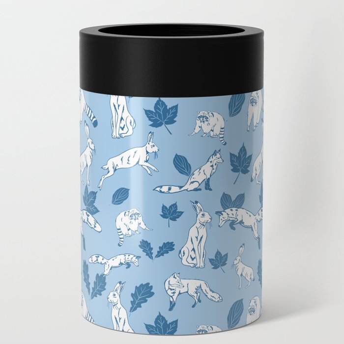 Woodland creatures in blue Can Cooler