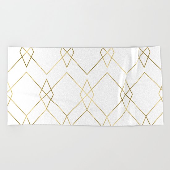 Gold Geometric Beach Towel