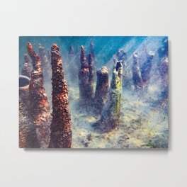 Mangrove Stumps Metal Print | Plants, Raysoflight, Painting, Marine, Mangroveforest, Stylized, Ocean, Underwater, Photo 