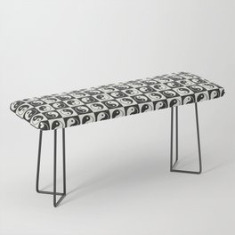 Checkered Yin Yang Pattern (Creamy Milk & Dark Charcoal Color Palette) Bench